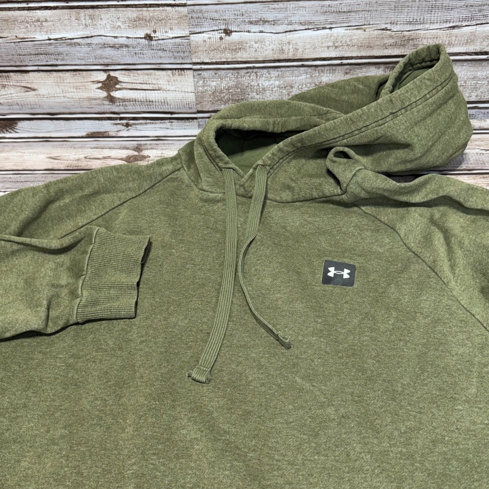Under Armour Hoodie Mens XXL Green Fleece Pullover Raglan Sleeve Logo Pocket‎